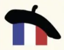 béret noir sur le drapeau français