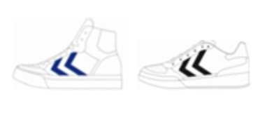 Example of a permitted trademark use of a black and white trademark footwear