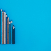 IPR valuation, blue pencils staggered on blue background