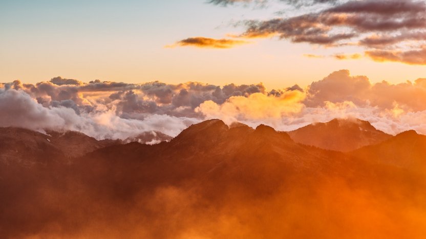 orange sky and mountains