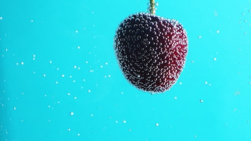 cherry in sparkling water