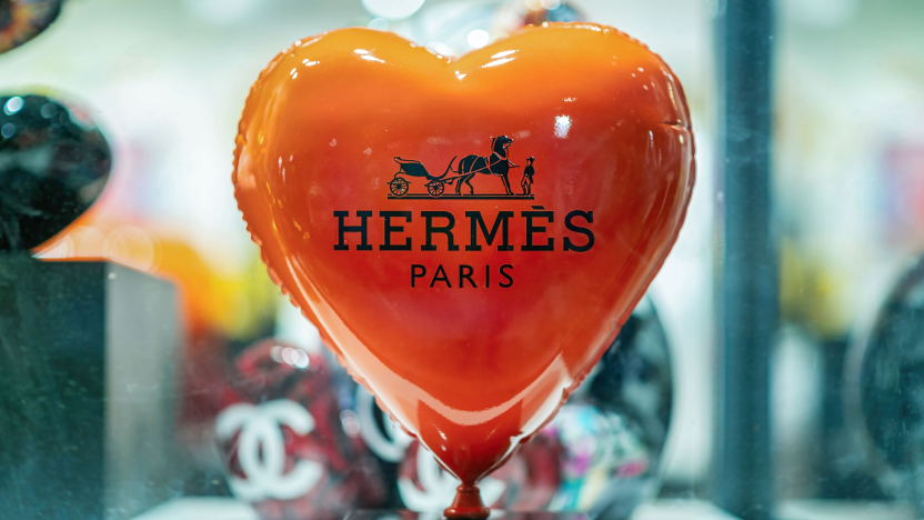 PARIS, FRANCE -27 FEB 2021- View of the Hermes logo name on a