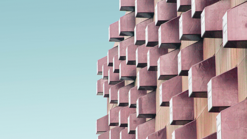 Rubik's cube case, patent and trademark rights, image of pink cubes on side of building