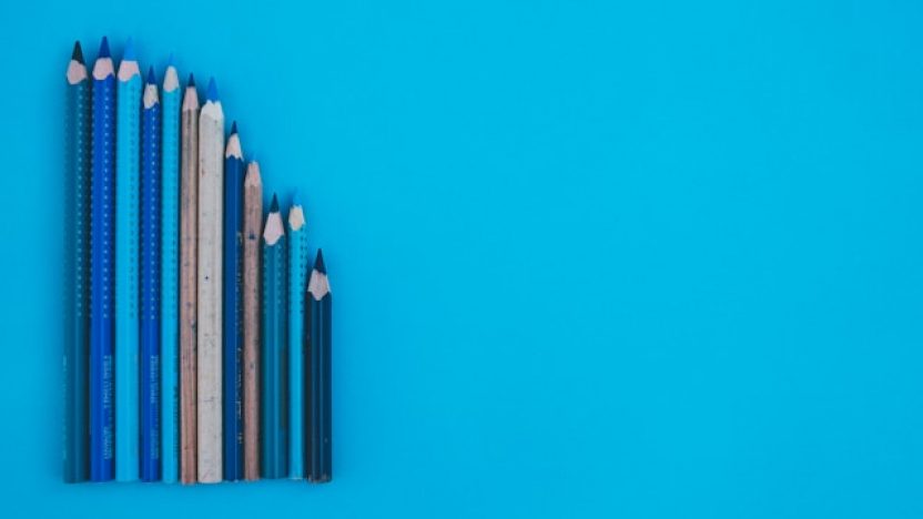 IPR valuation, blue pencils staggered on blue background